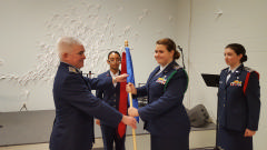 cadet Balog with flag